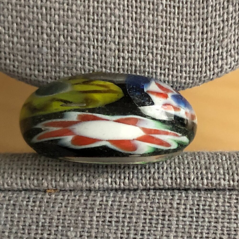 Vintage Estate 70s Lucite Abstract Millefiori Dome Chunky Fairy Boho Disco Ring